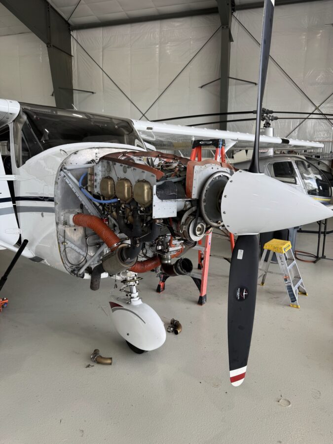 Cessna engine during a 100-hour inspection